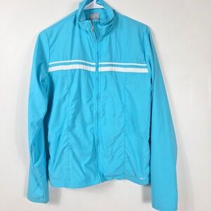Nike Track Jacket Size M Womens Excellent Full Zip Striped Blue‎